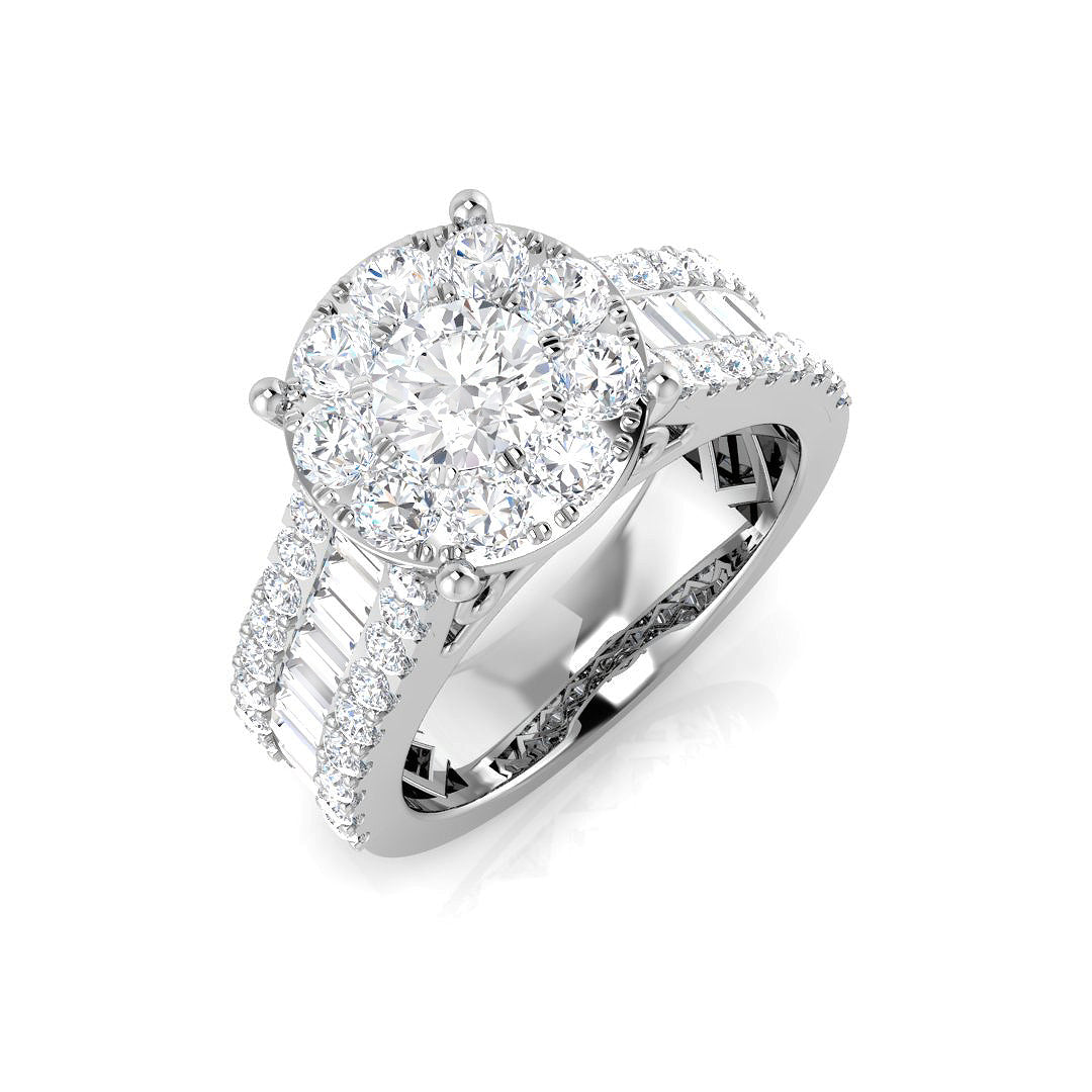 Baguette & Brilliant Diamond Ring 0.79ct–3.19ct – SR15 – 18k White Gold