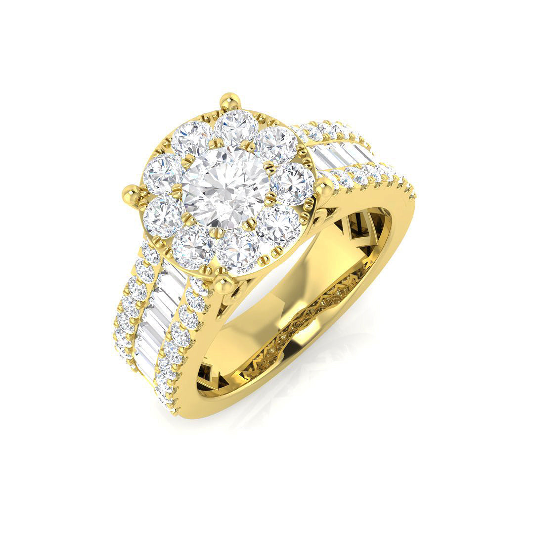 Baguette & Brilliant Diamond Ring 0.79ct–3.19ct – SR15 – 18k Yellow Gold