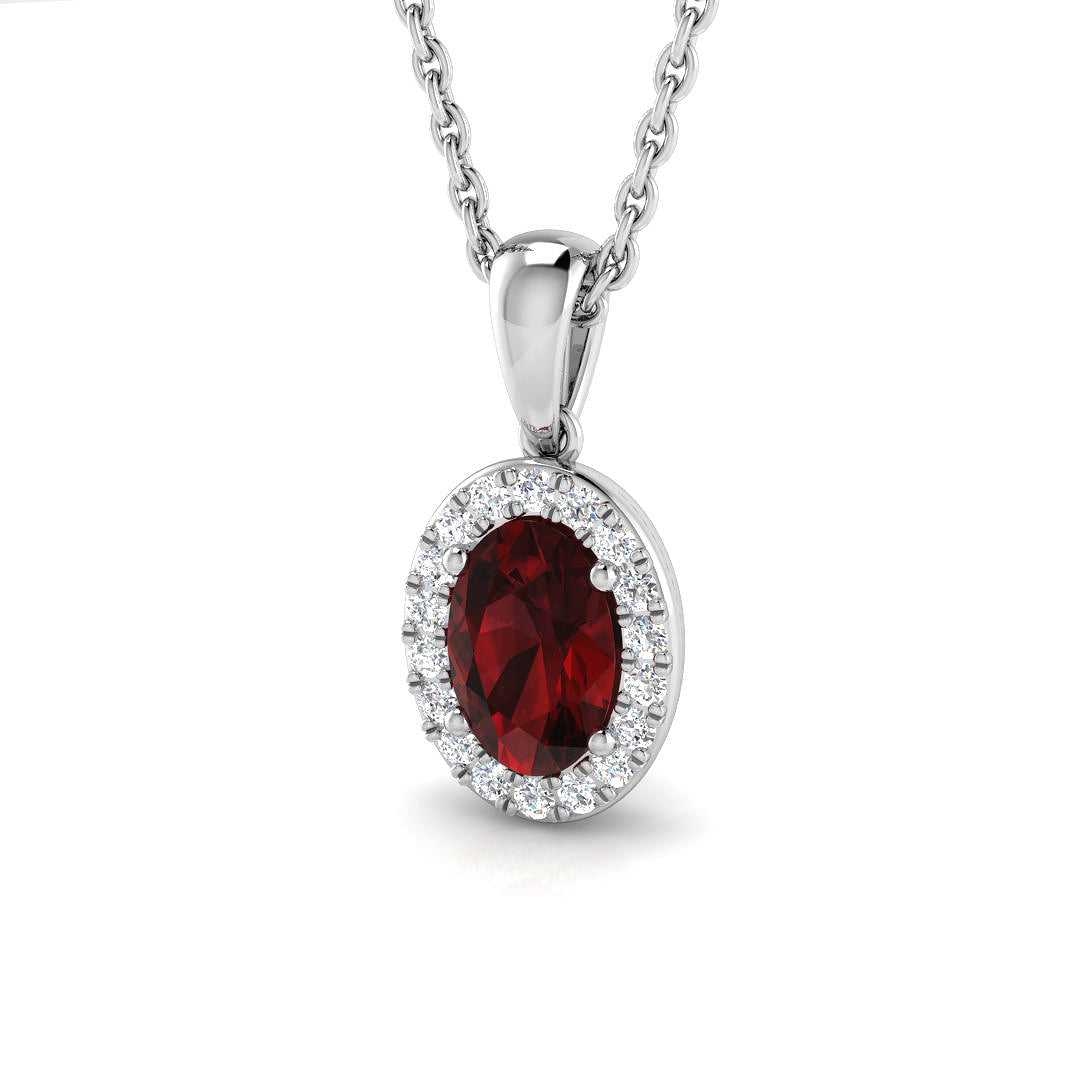 Garnet Diamond Ring 0.61ct – SP3903~GR – 18k White Gold