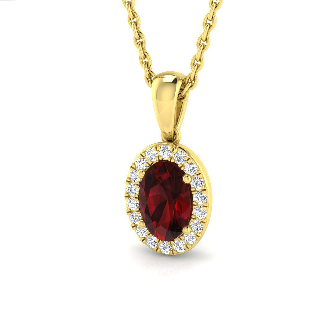 Garnet Diamond Ring 0.61ct – SP3903~GR – 18k Yellow Gold