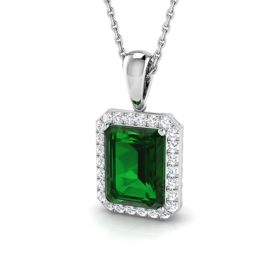 Emerald Diamond Ring 2.45ct–4.77ct – SP3922~EM – 18k White Gold