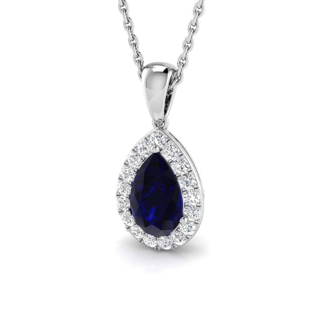 Blue Sapphire Diamond Ring 1.08ct–4.65ct – SP4281~BS – 18k White Gold