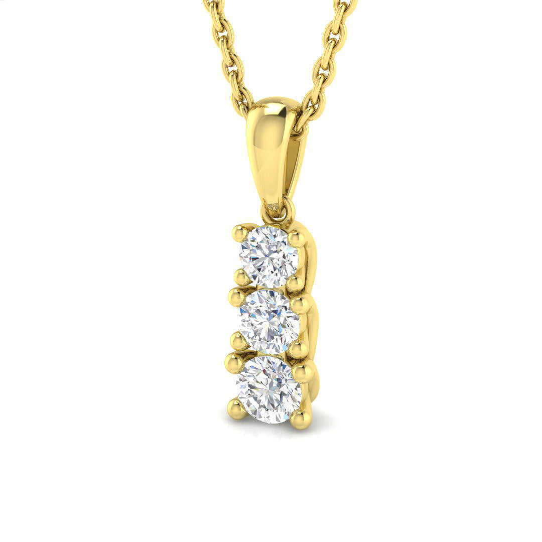 Drop & Trilogy Diamond Ring 0.28ct–0.54ct – SP4208 – 18k Yellow Gold