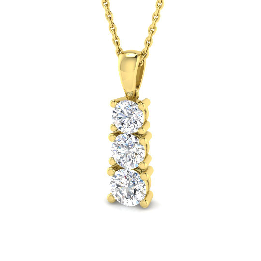 Drop & Trilogy Diamond Ring 0.71ct–1.55ct – SP4446 – 18k Yellow Gold
