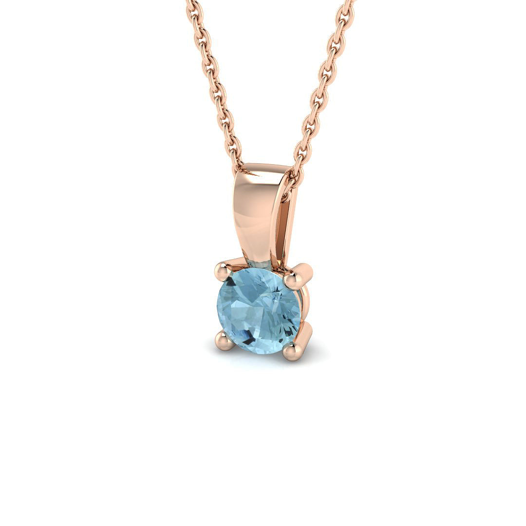 Aquamarine Diamond Ring 0.38ct – SP4993A-5~AQ – 18k Rose Gold