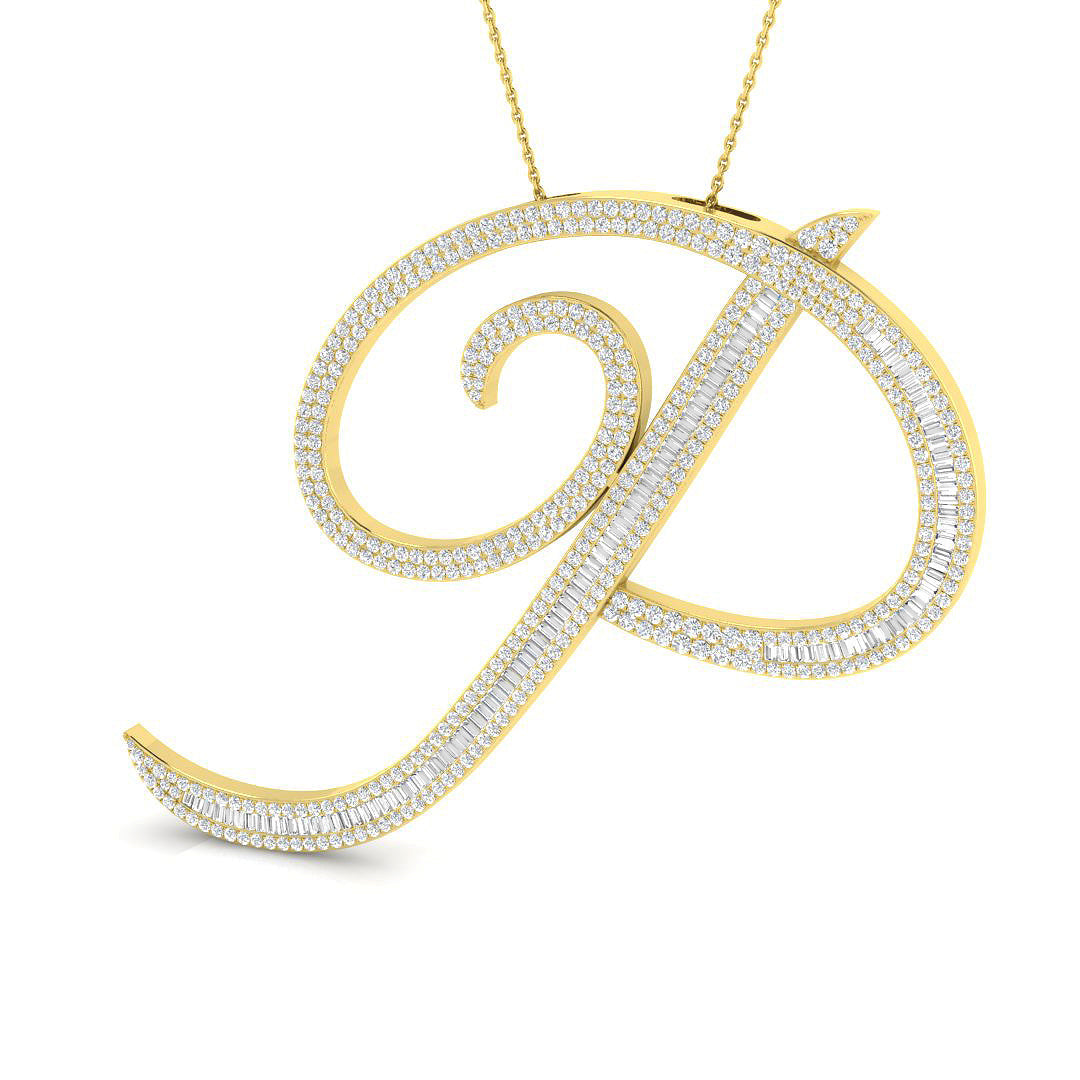 Initials Diamond Ring 2.3ct–3.29ct – SP5948-P – 18k Yellow Gold