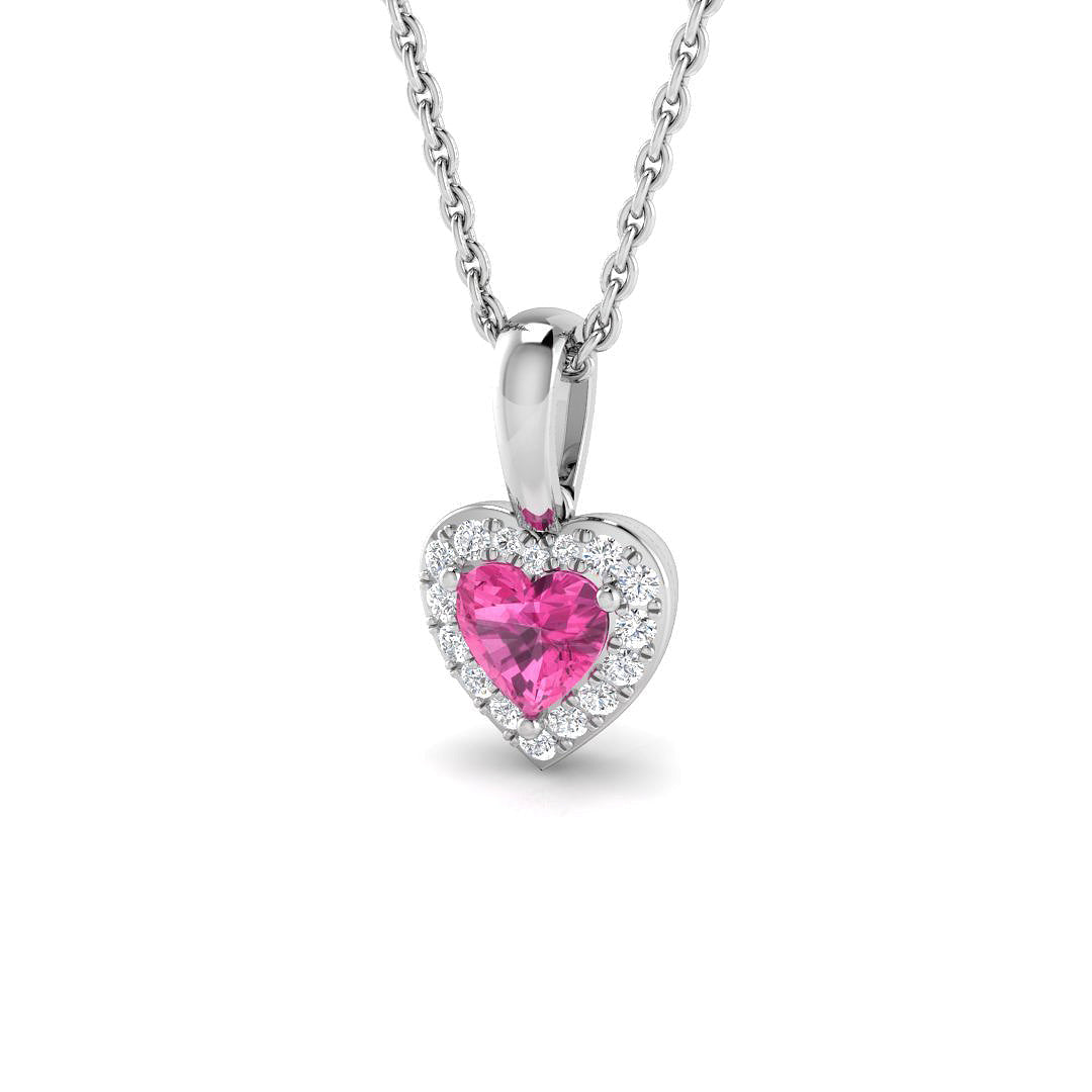 Pink Sapphire Diamond Ring 0.5ct – SP6434~PINK – 18k White Gold