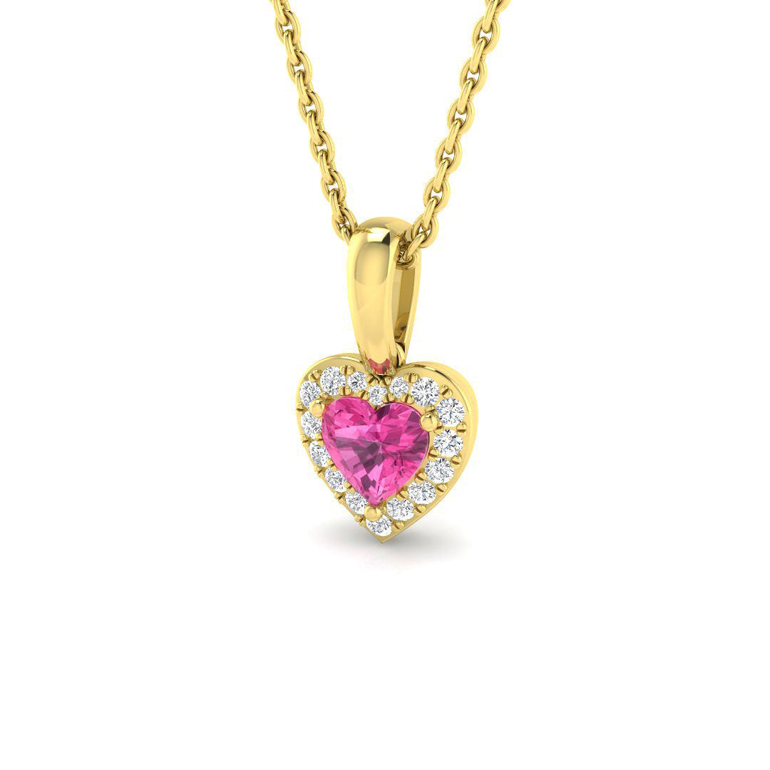 Pink Sapphire Diamond Ring 0.5ct – SP6434~PINK – 18k Yellow Gold