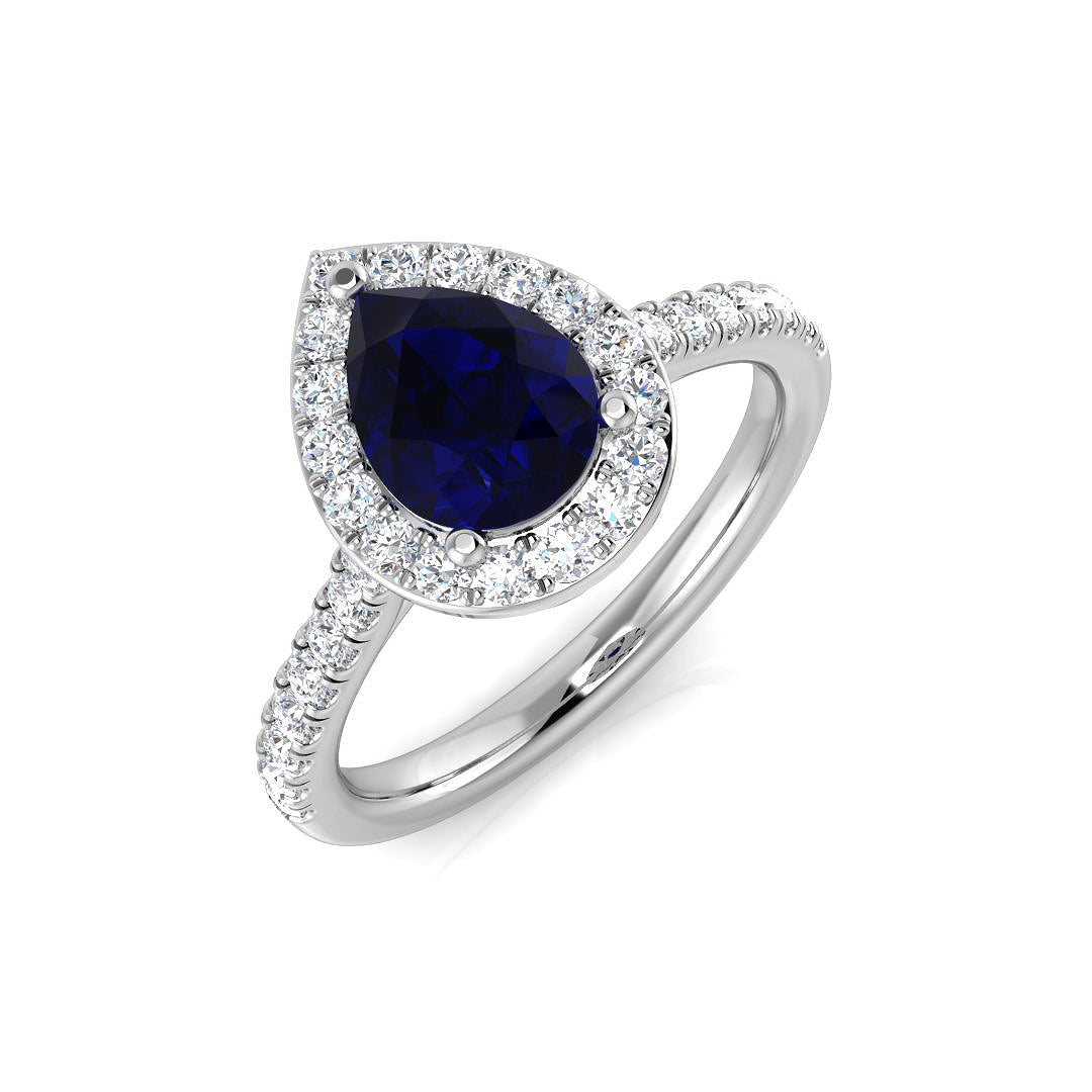 Blue Sapphire Diamond Ring 1.54ct–4.86ct – SR21~BS – 18k White Gold