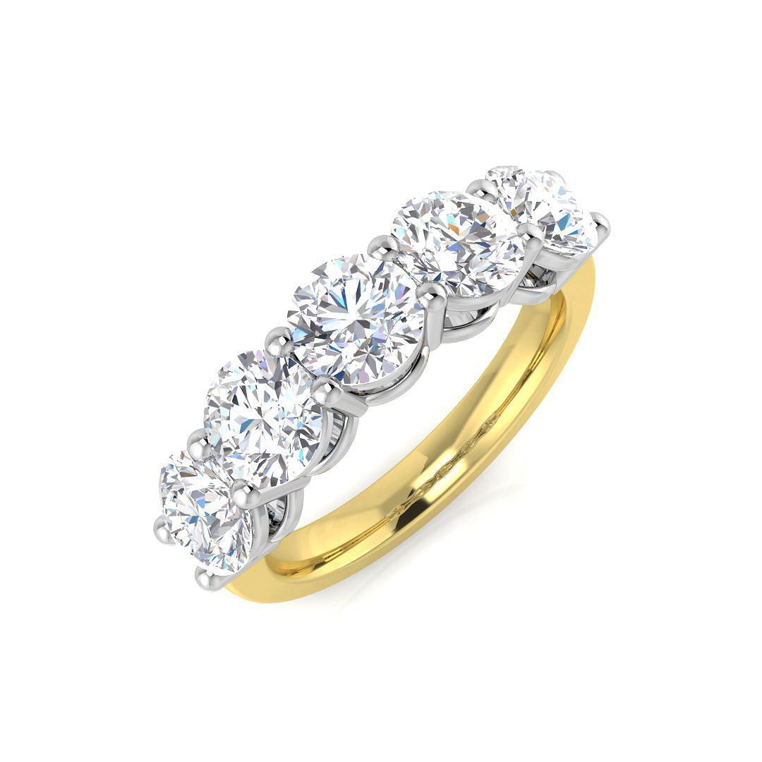 Five Stone Diamond Ring 3.08ct–3.2ct – SR377 – 18k Two Tone Gold