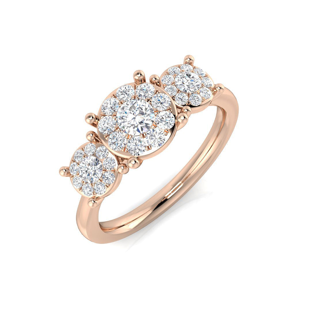 Three Stone Diamond Ring 0.5ct–1.55ct – SR805 – 18k Rose Gold