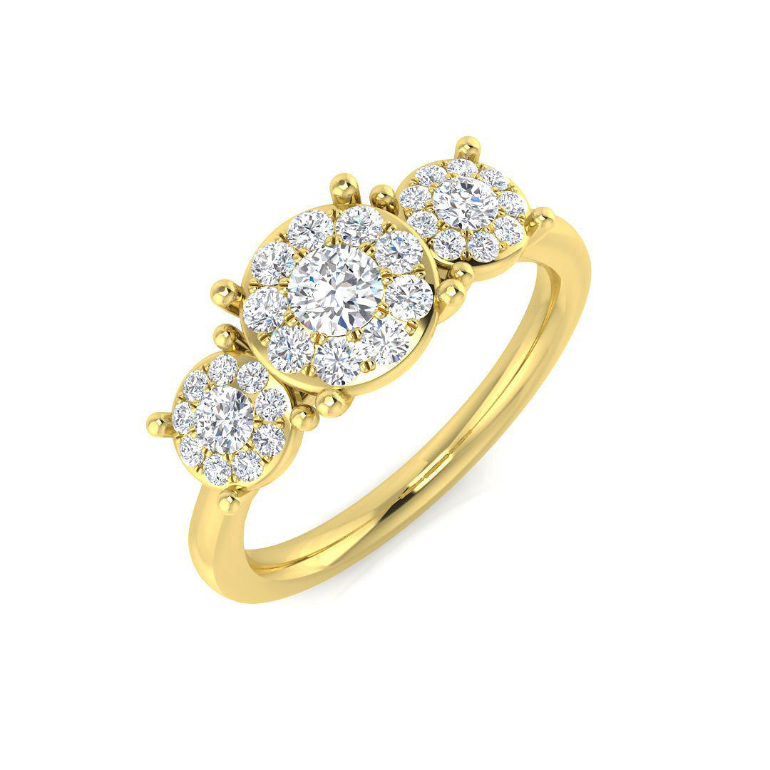 Three Stone Diamond Ring 0.5ct–1.55ct – SR805 – 18k Yellow Gold