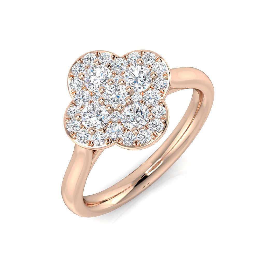 Clover Diamond Ring 0.35ct–1.13ct – SR1010 – 18k Rose Gold