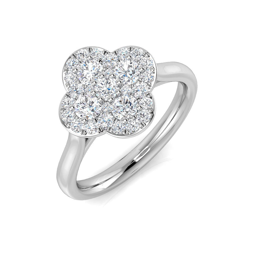 Clover Diamond Ring 0.35ct–1.13ct – SR1010 – 18k White Gold