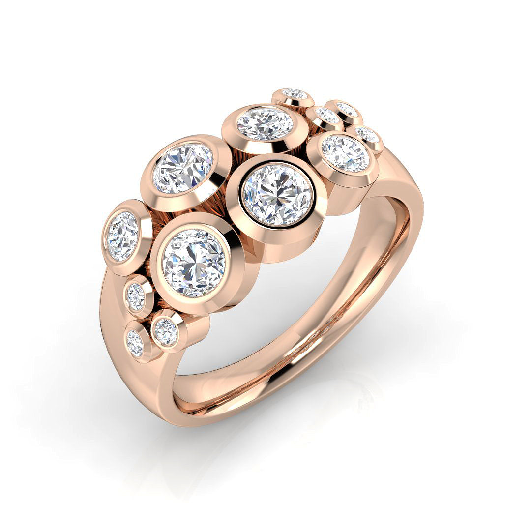 Bubble Diamond Ring 0.8ct–2.52ct – SR814 – 18k Rose Gold