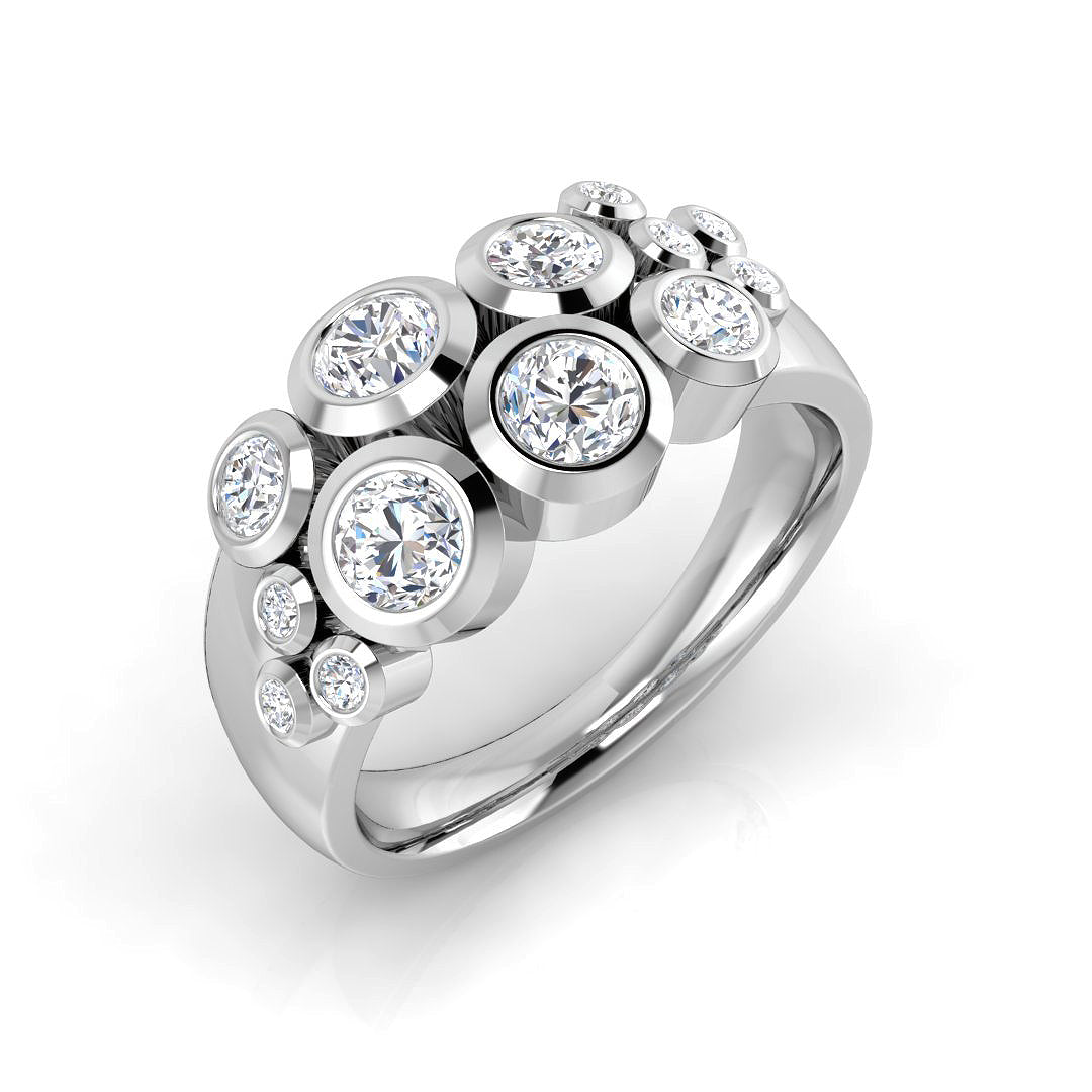 Bubble Diamond Ring 0.8ct–2.52ct – SR814 – 18k White Gold