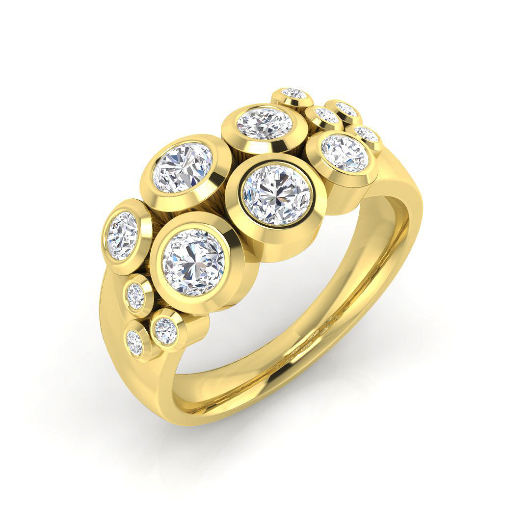 Bubble Diamond Ring 0.8ct–2.52ct – SR814 – 18k Yellow Gold