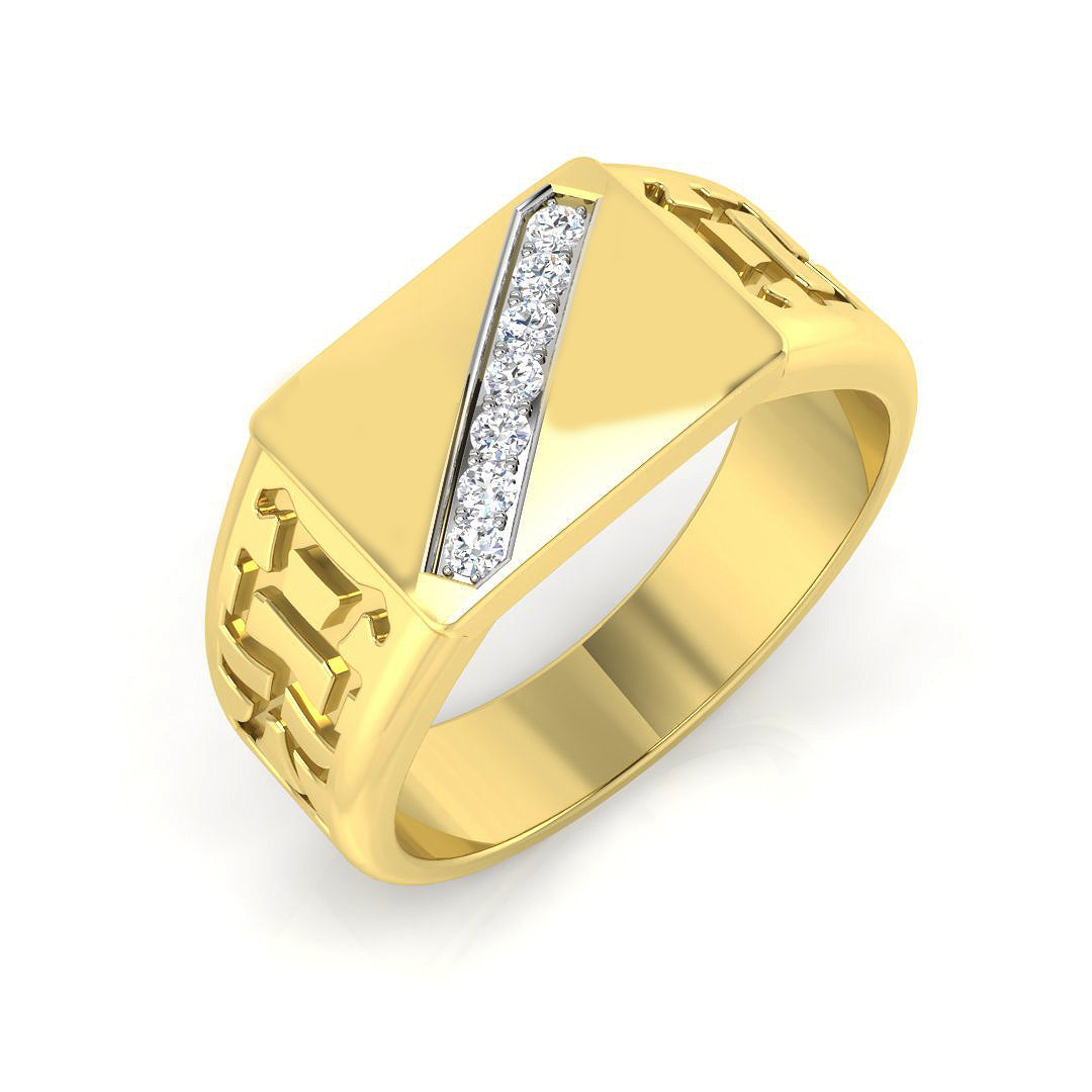 Signet Diamond Ring 0.09ct – SR1056 – 18k Yellow Gold