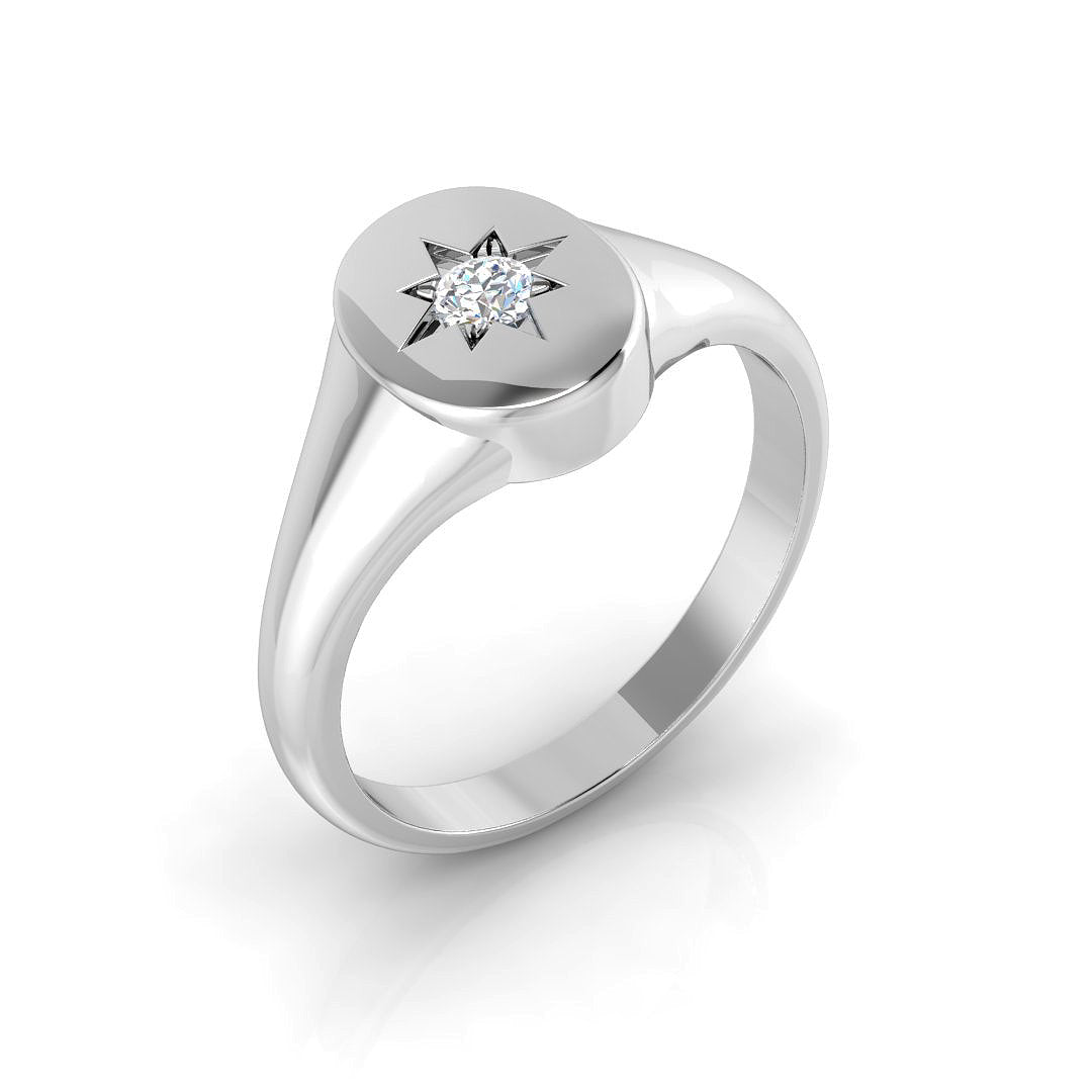 Signet Diamond Ring 0.05ct–0.1ct – SR1084 – 18k White Gold