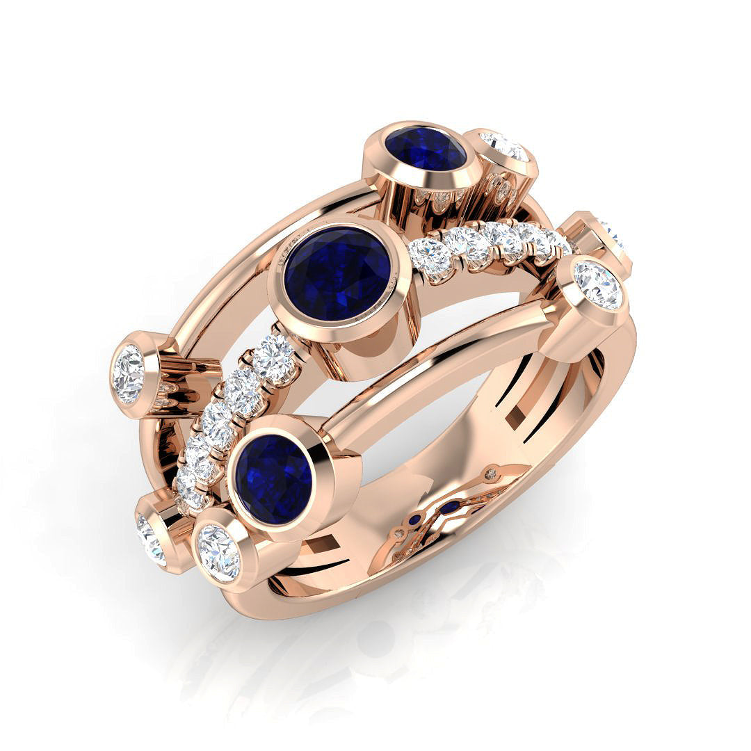 Bubble Diamond Ring 1.22ct – SR1085~BS – 18k Rose Gold