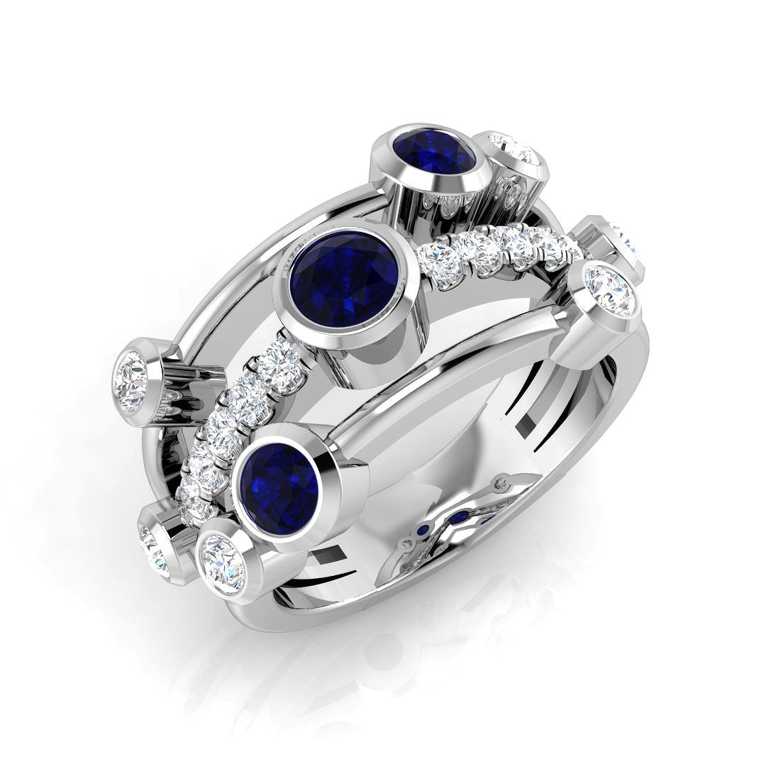 Bubble Diamond Ring 1.22ct – SR1085~BS – 18k White Gold