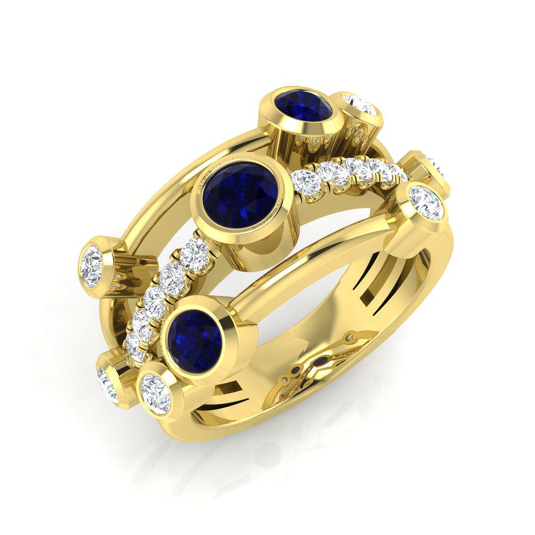 Bubble Diamond Ring 1.22ct – SR1085~BS – 18k Yellow Gold