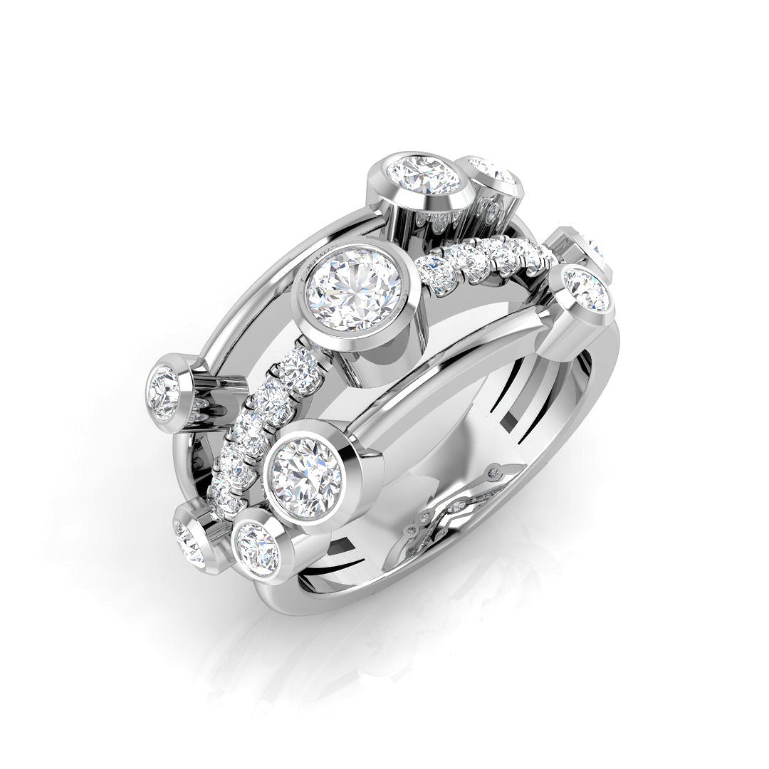 Bubble Diamond Ring 0.7ct–1.26ct – SR971 – 18k White Gold