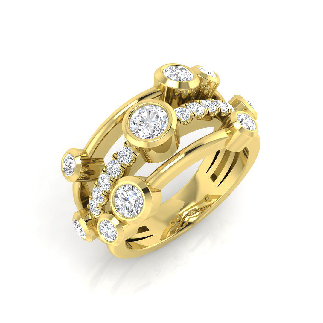 Bubble Diamond Ring 0.7ct–1.26ct – SR971 – 18k Yellow Gold