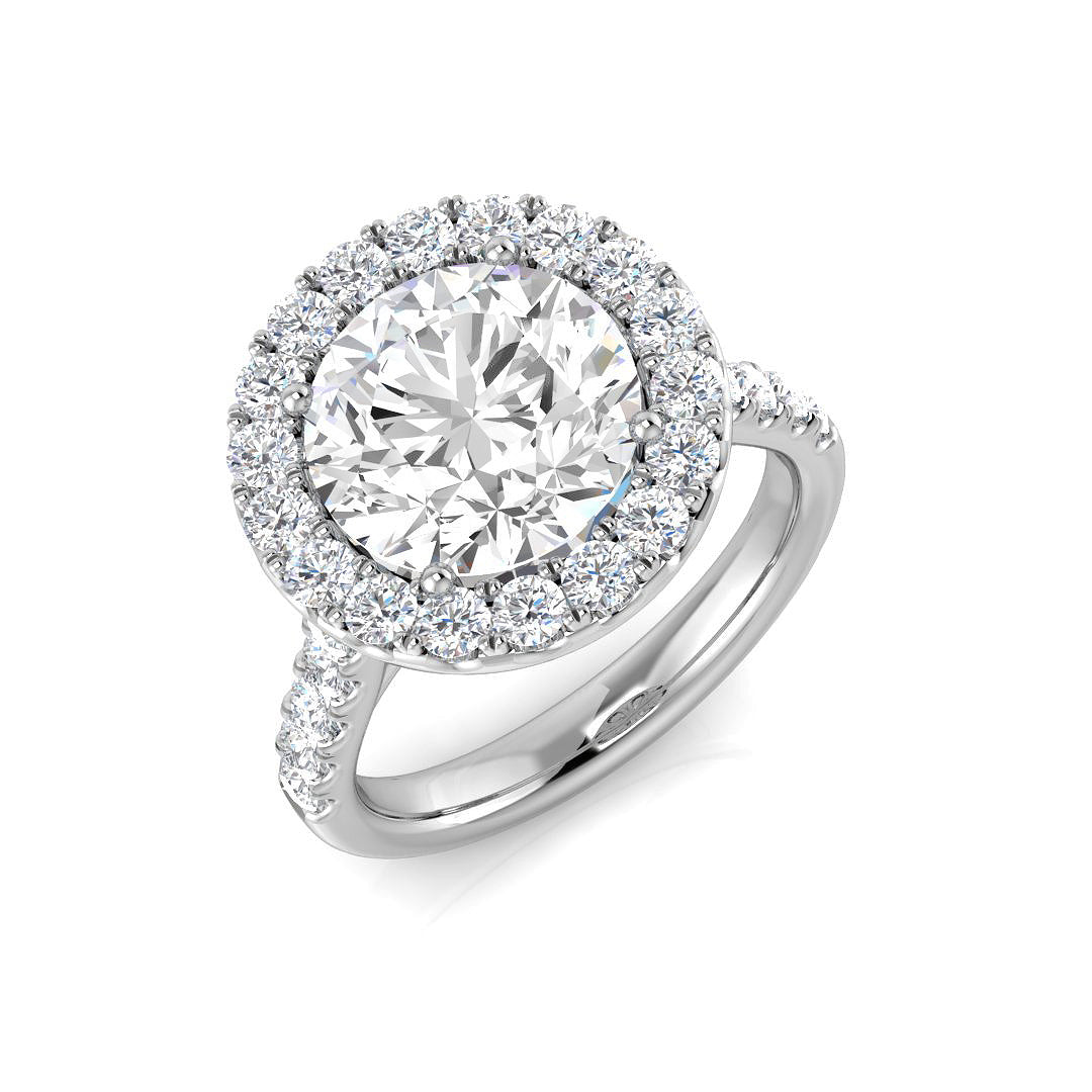 Halo Diamond Ring 4.33ct – SR1149 – 18k White Gold