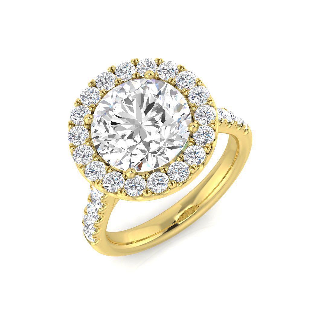 Halo Diamond Ring 4.33ct – SR1149 – 18k Yellow Gold