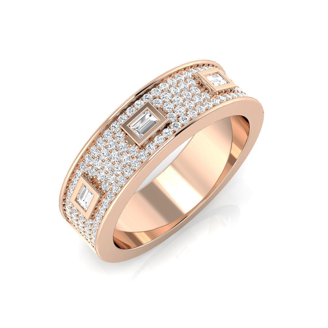 Baguette & Brilliant Diamond Ring 0.53ct – SR1179 – 18k Rose Gold