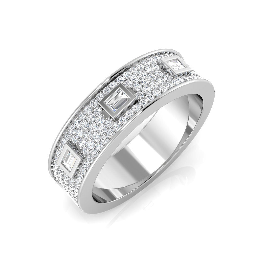 Baguette & Brilliant Diamond Ring 0.53ct – SR1179 – 18k White Gold