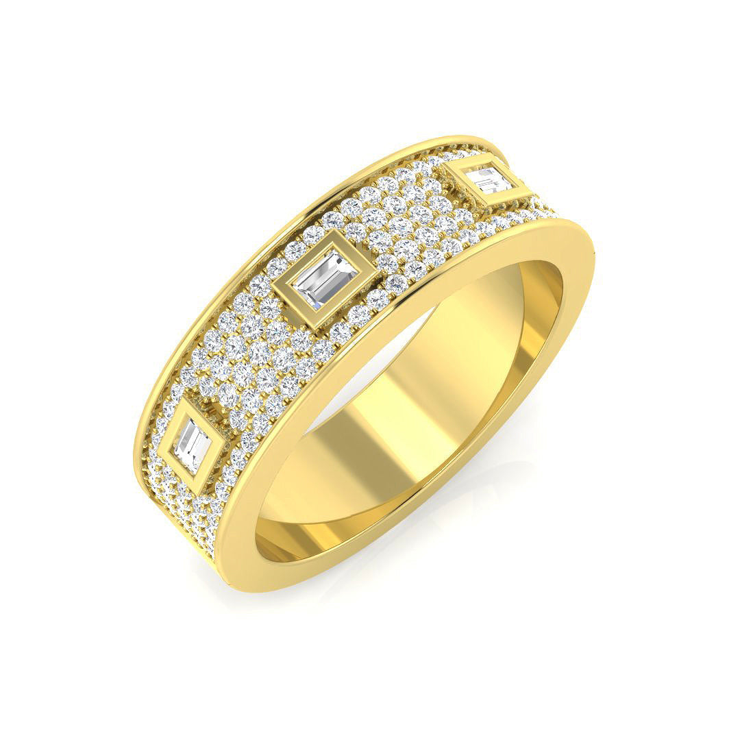 Baguette & Brilliant Diamond Ring 0.53ct – SR1179 – 18k Yellow Gold