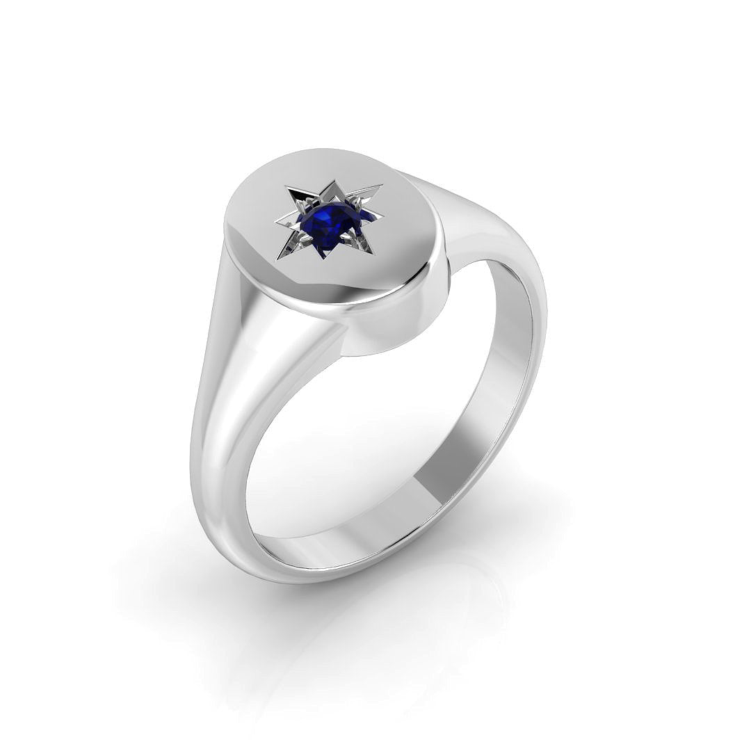 Signet Diamond Ring 0.05ct – SR1231~BS – 18k White Gold