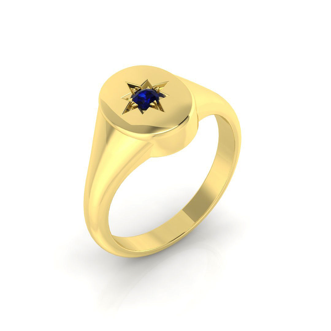 Signet Diamond Ring 0.05ct – SR1231~BS – 18k Yellow Gold