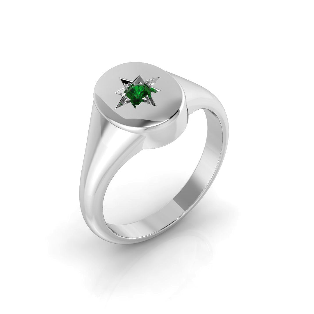 Signet Diamond Ring 0.06ct – SR1231~EM – 18k White Gold