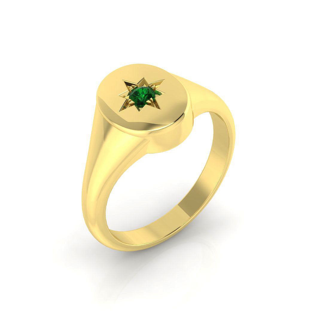 Signet Diamond Ring 0.06ct – SR1231~EM – 18k Yellow Gold