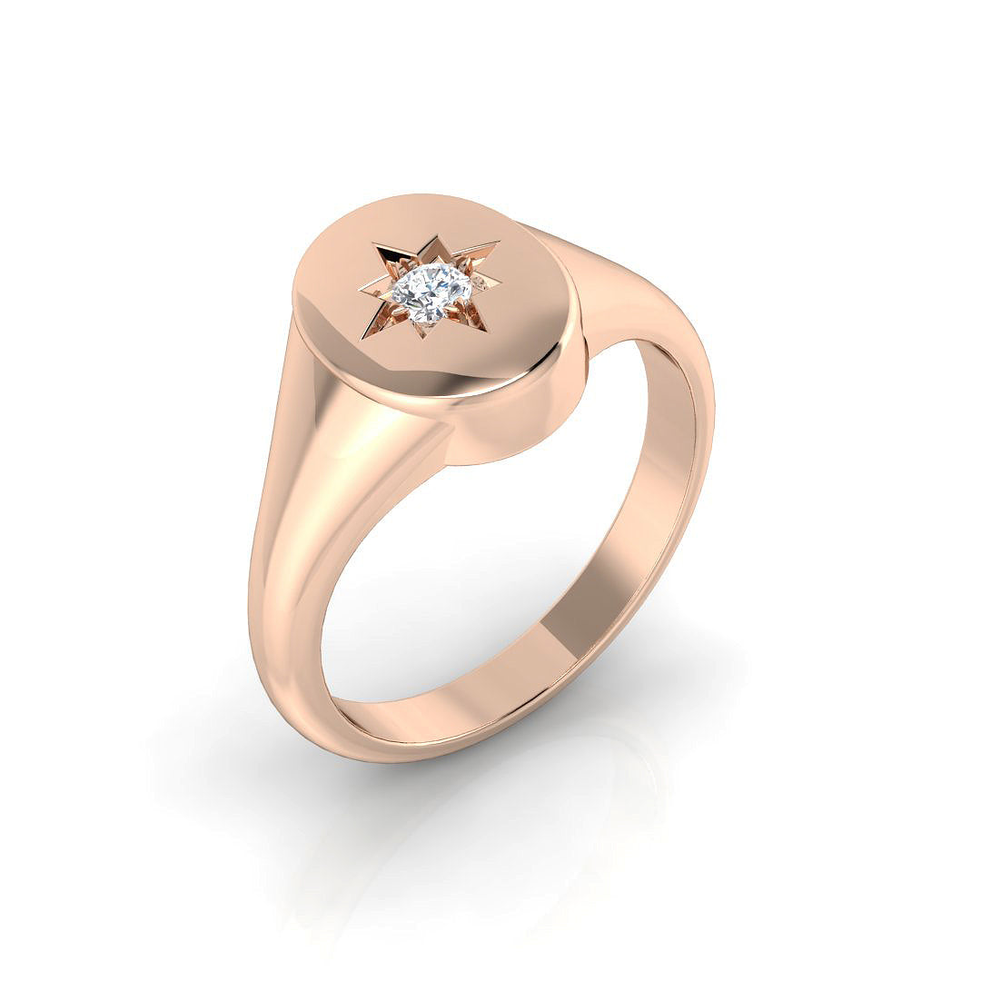 Signet Diamond Ring 0.05ct–0.1ct – SR1084 – 18k Rose Gold