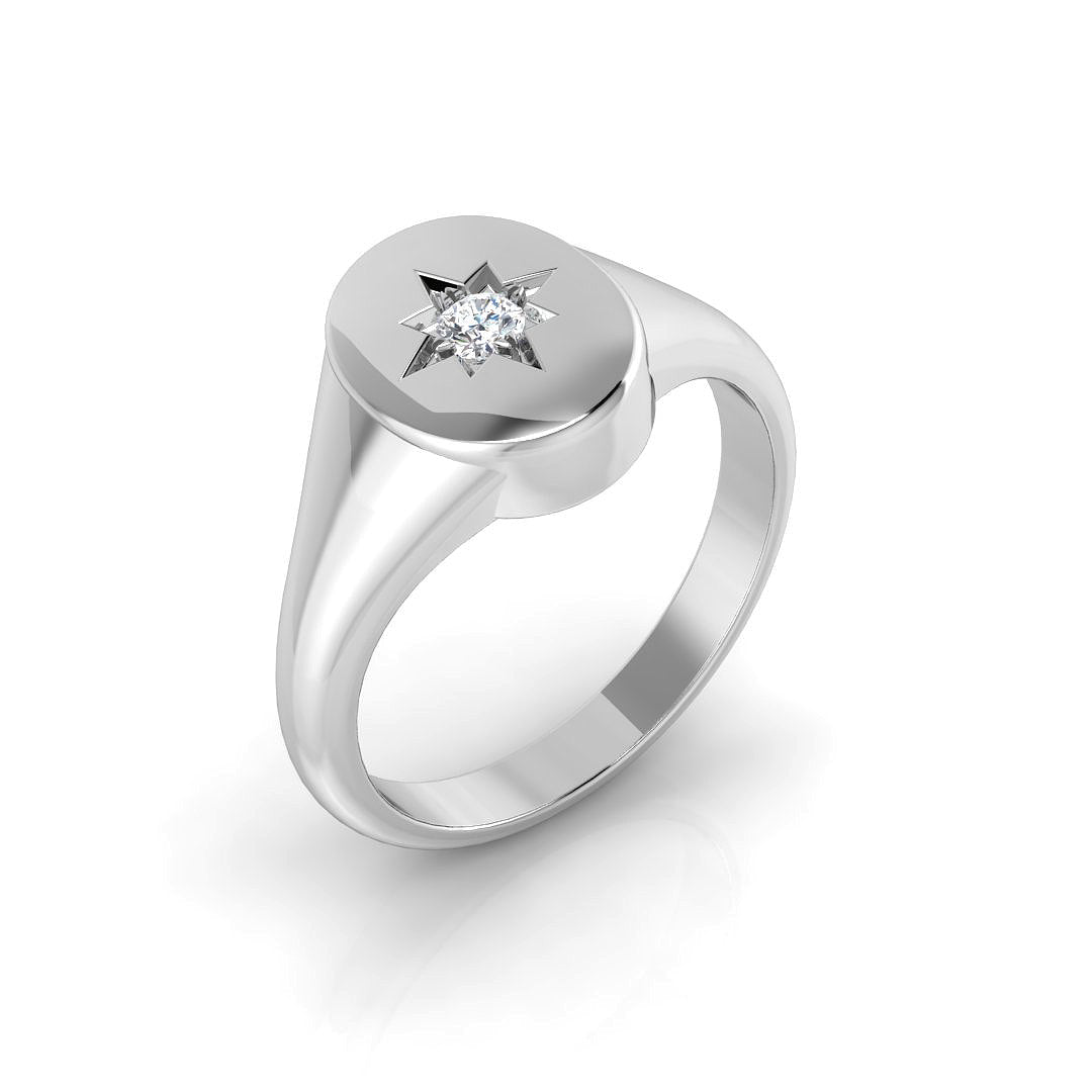 Signet Diamond Ring 0.05ct–0.1ct – SR1084 – 18k White Gold