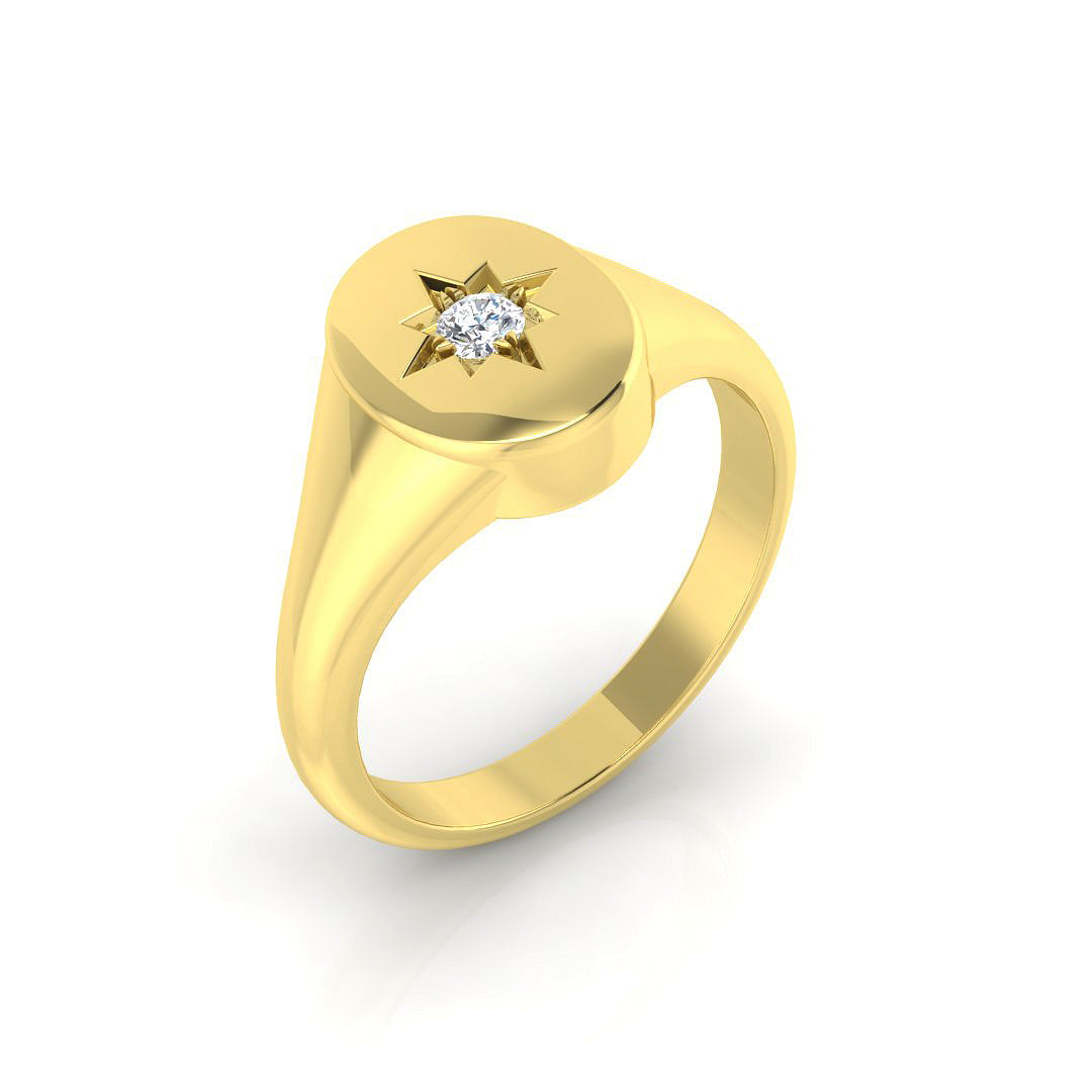 Signet Diamond Ring 0.05ct–0.1ct – SR1084 – 18k Yellow Gold
