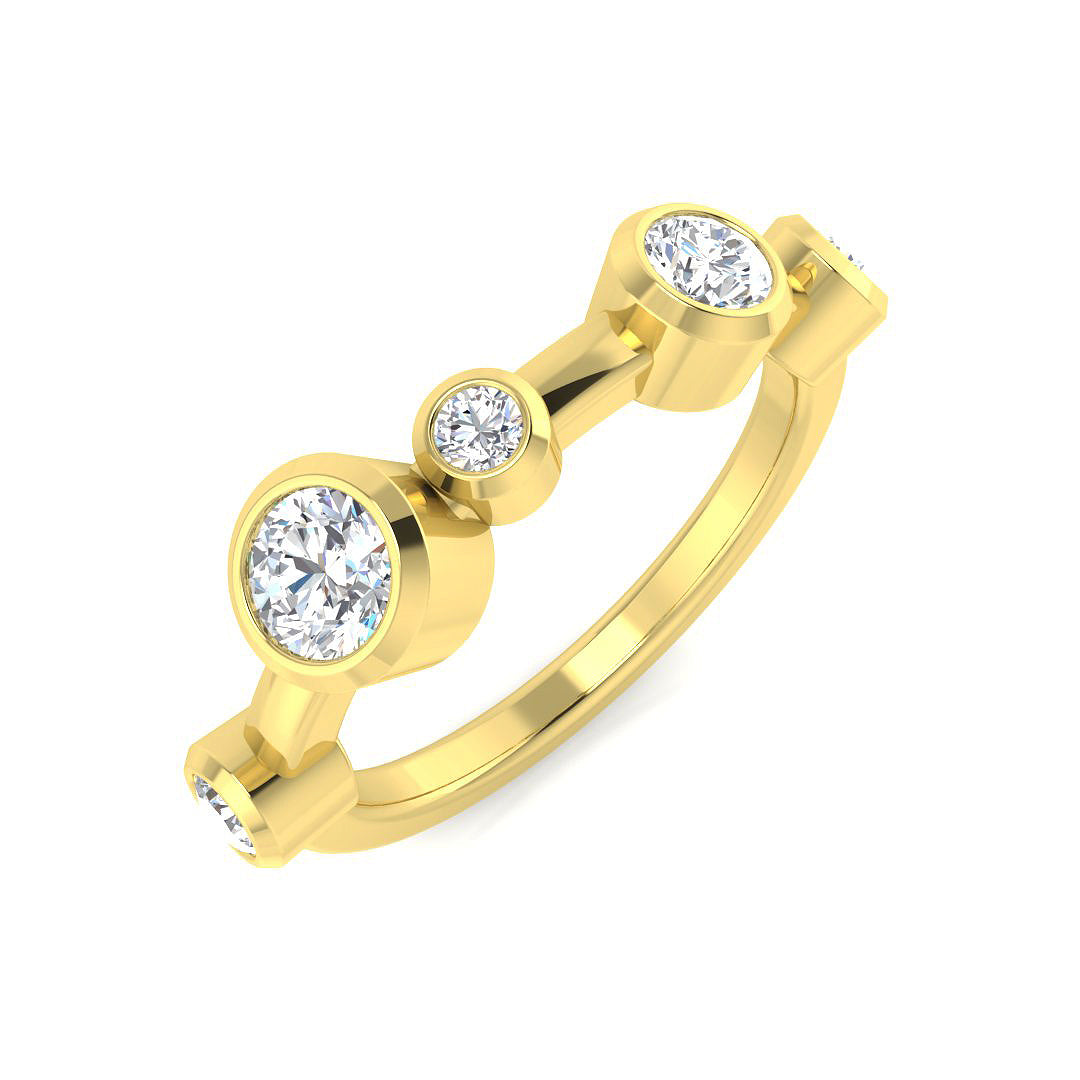 Bubble Diamond Ring 0.42ct–0.71ct – SR1240 – 18k Yellow Gold