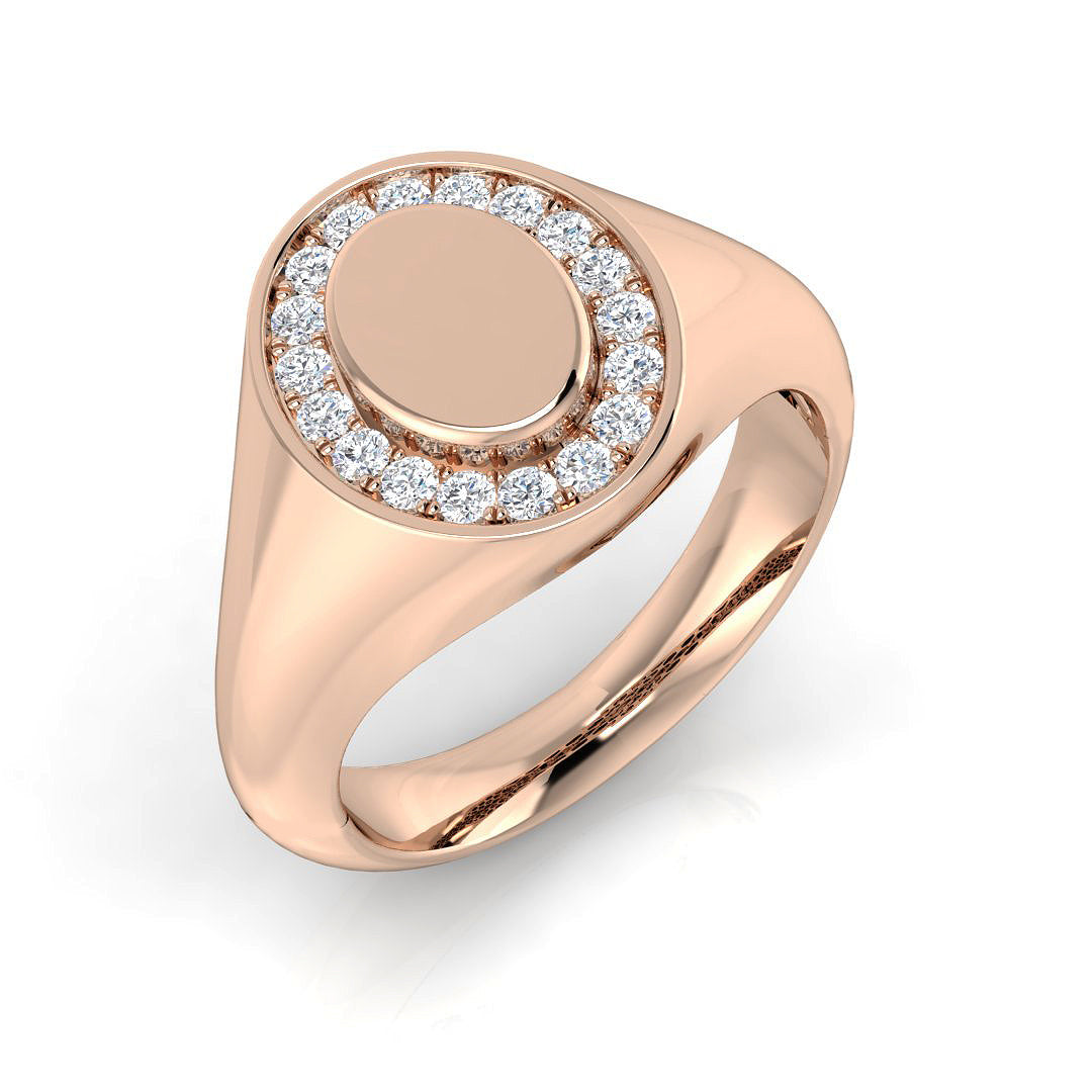 Signet Diamond Ring 0.22ct – SR1298 – 18k Rose Gold
