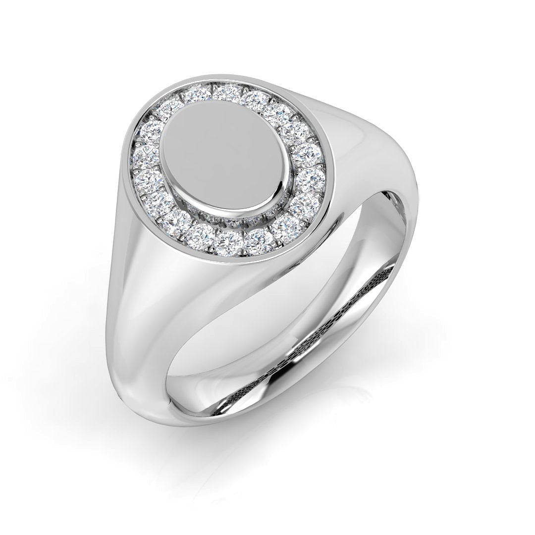 Signet Diamond Ring 0.22ct – SR1298 – 18k White Gold