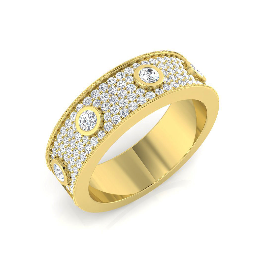 Pave Diamond Ring 0.76ct – SR1393 – 18k Yellow Gold
