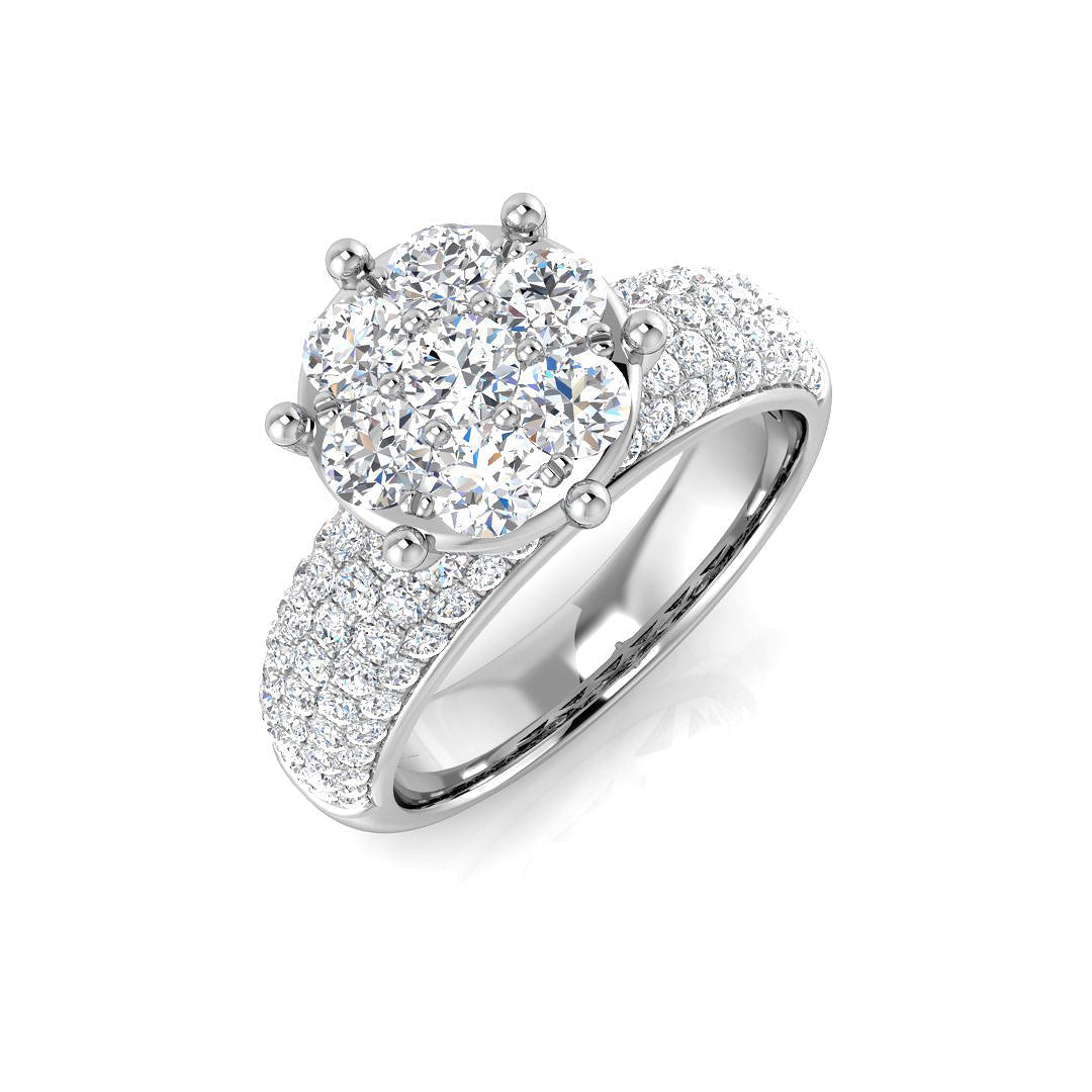 Cluster Diamond Ring 1.56ct – SR140 – 18k White Gold