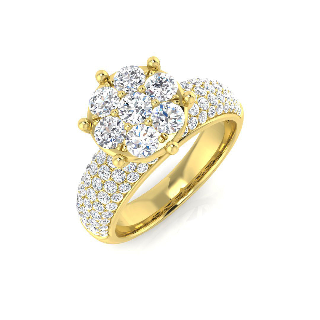 Cluster Diamond Ring 1.56ct – SR140 – 18k Yellow Gold