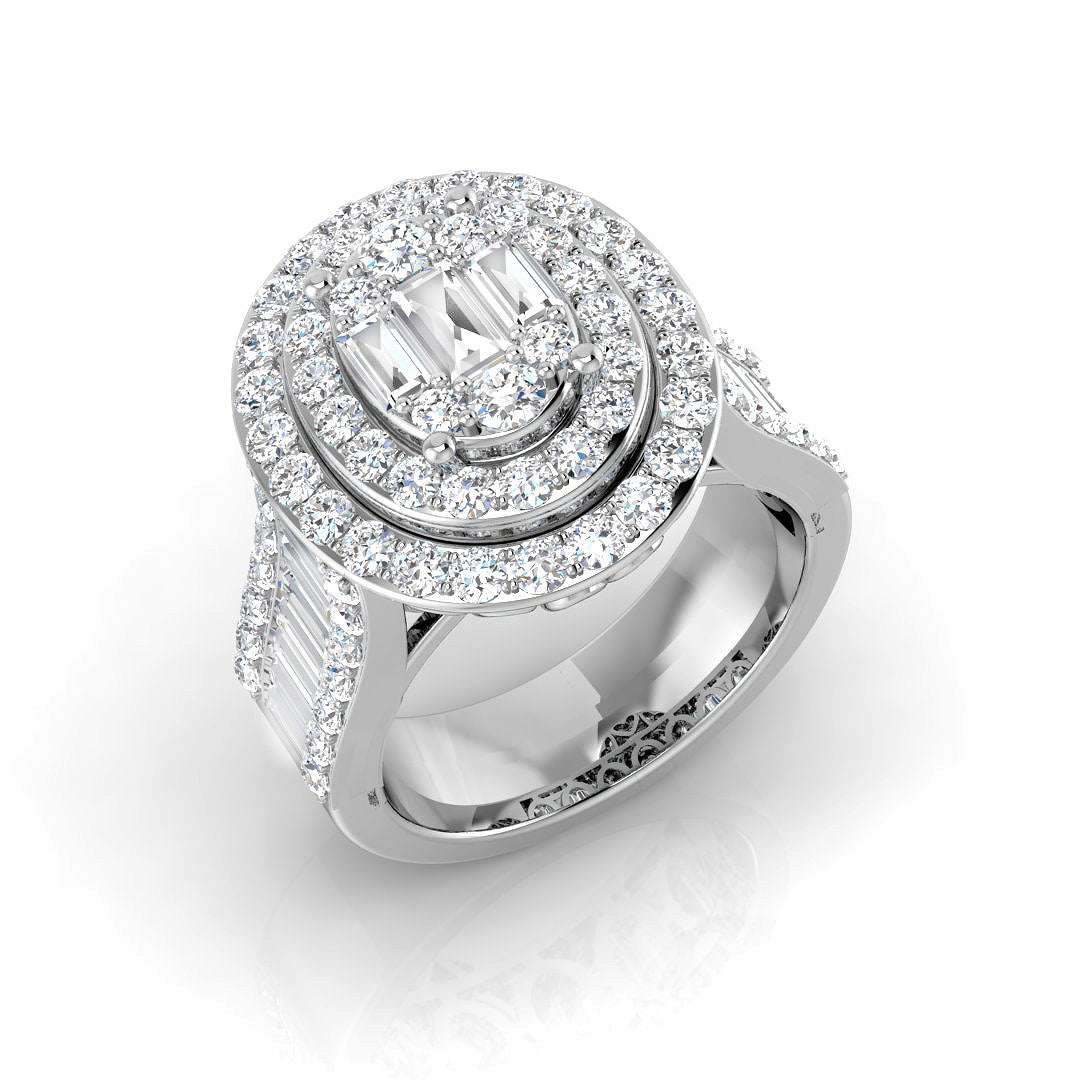 Baguette & Brilliant Diamond Ring 2.55ct – SR141 – 18k White Gold