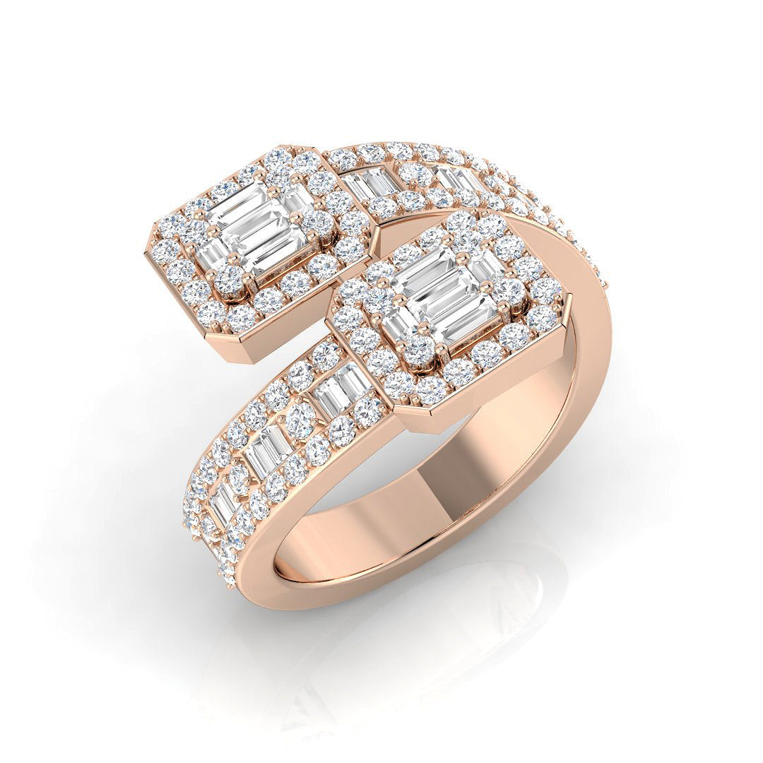Baguette & Brilliant Diamond Ring 1.28ct – SR1451 – 18k Rose Gold