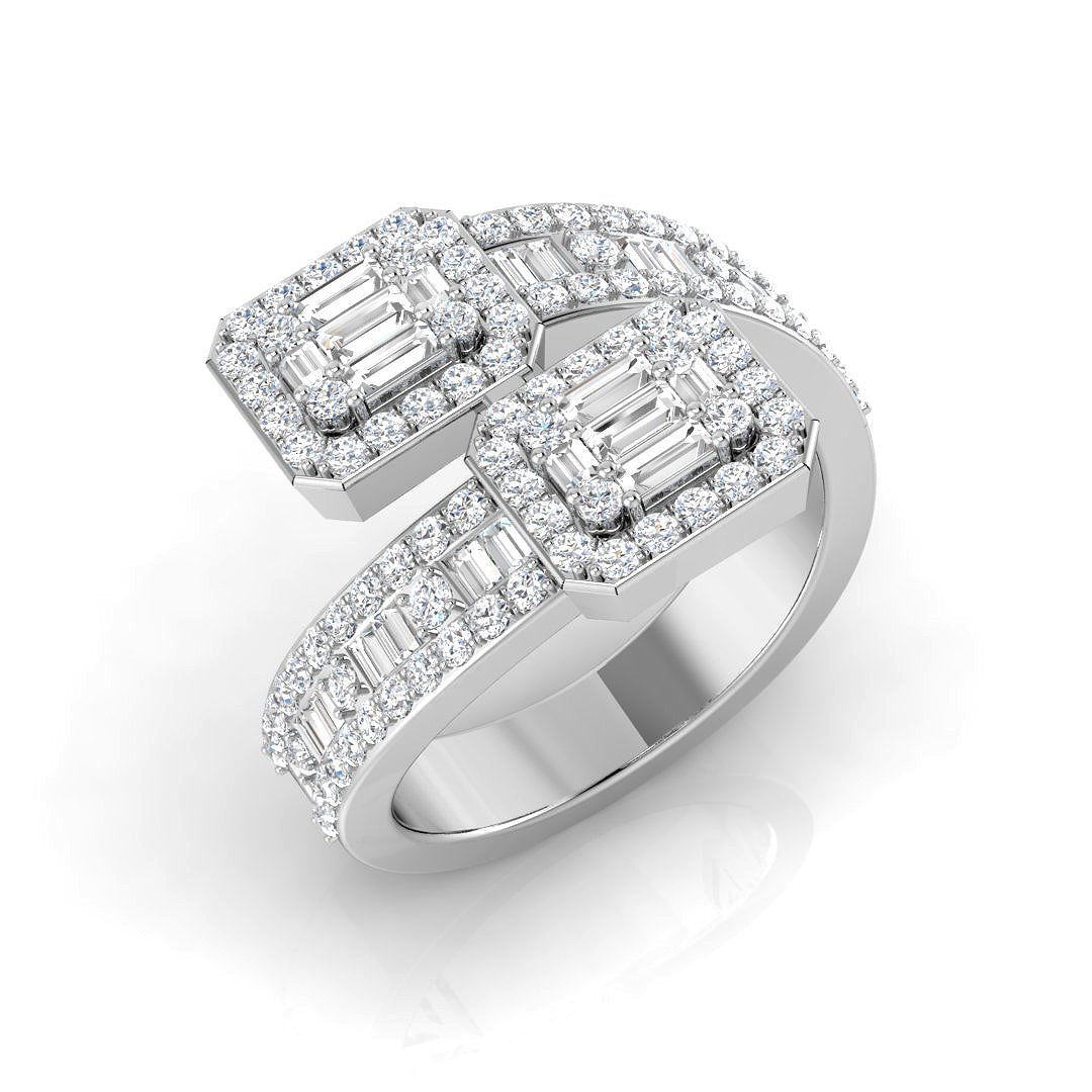Baguette & Brilliant Diamond Ring 1.28ct – SR1451 – 18k White Gold