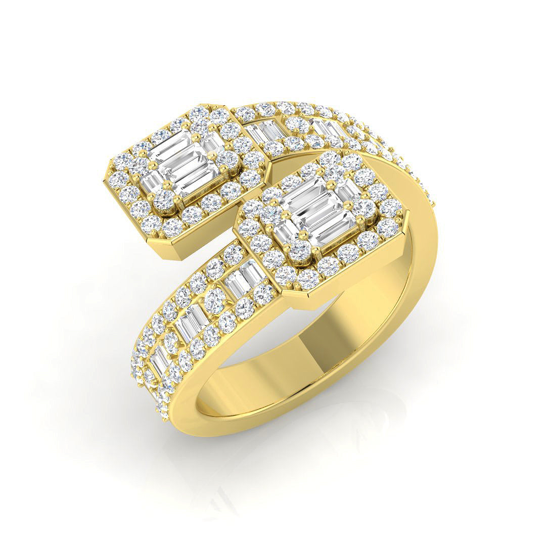 Baguette & Brilliant Diamond Ring 1.28ct – SR1451 – 18k Yellow Gold